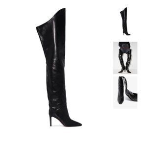 NIB-Amina Muaddi  Iman thigh-high 85mm boots-SIZE 6.5